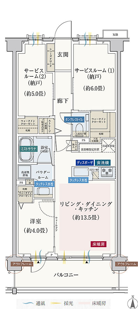 エクセレントシティ元住吉ザ・レジデンス 間取り F2
