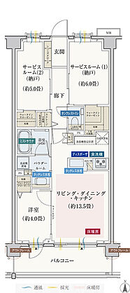 エクセレントシティ元住吉ザ・レジデンス 間取り F2