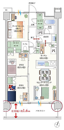 プラネスーペリア西東京緑町 間取り EF