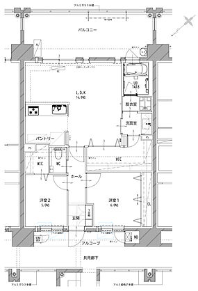 リヴィエールタワー下関海峡ヴィラ 間取り Cα