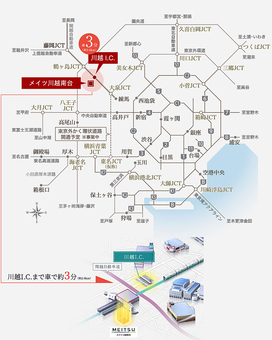 メイツ川越南台：交通図