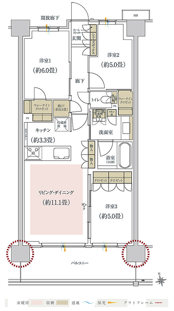 クロスアリーナ玉川上水 「GREEN TOKYO PROJECT」 間取り B3