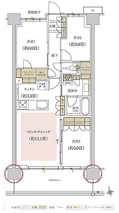 クロスアリーナ玉川上水 「GREEN TOKYO PROJECT」 間取り B3