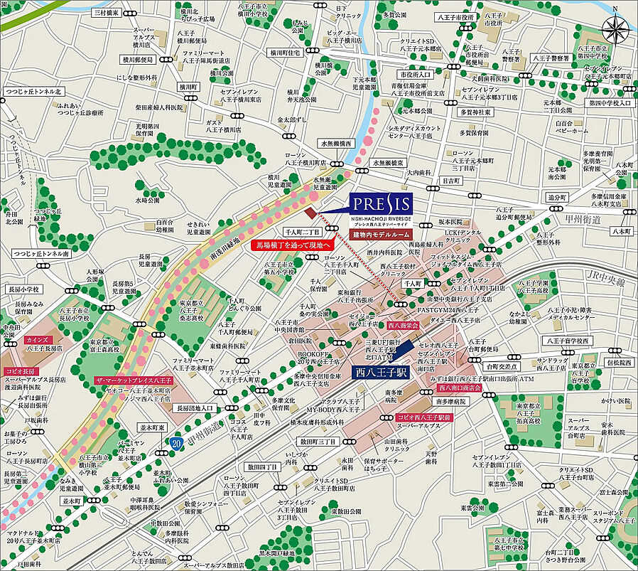 プレシス西八王子リバーサイド：モデルルーム地図