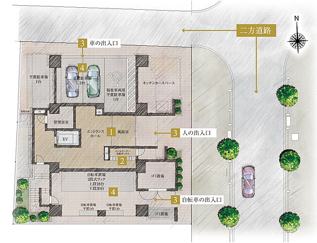 プレシス八王子横山町 敷地配置図イラスト