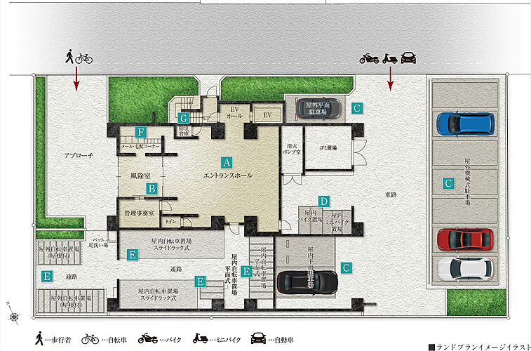 クレアホームズ三国ヶ丘駅前 ランドプランイメージイラスト