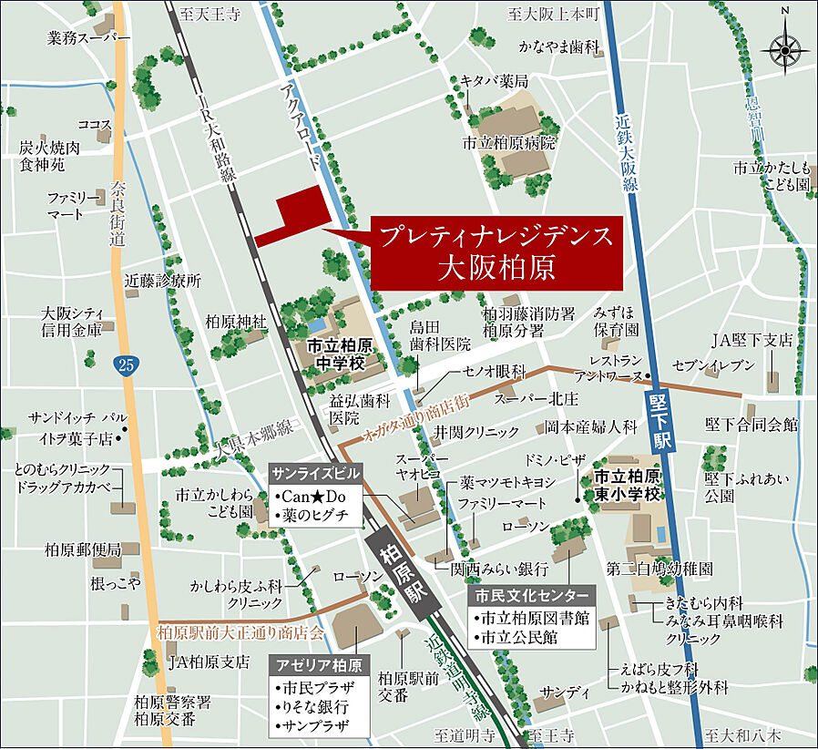 プレティナレジデンス大阪柏原：案内図