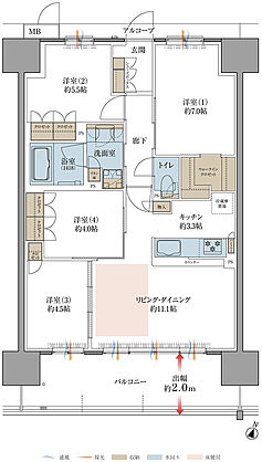 プレティナレジデンス大阪柏原 間取り G