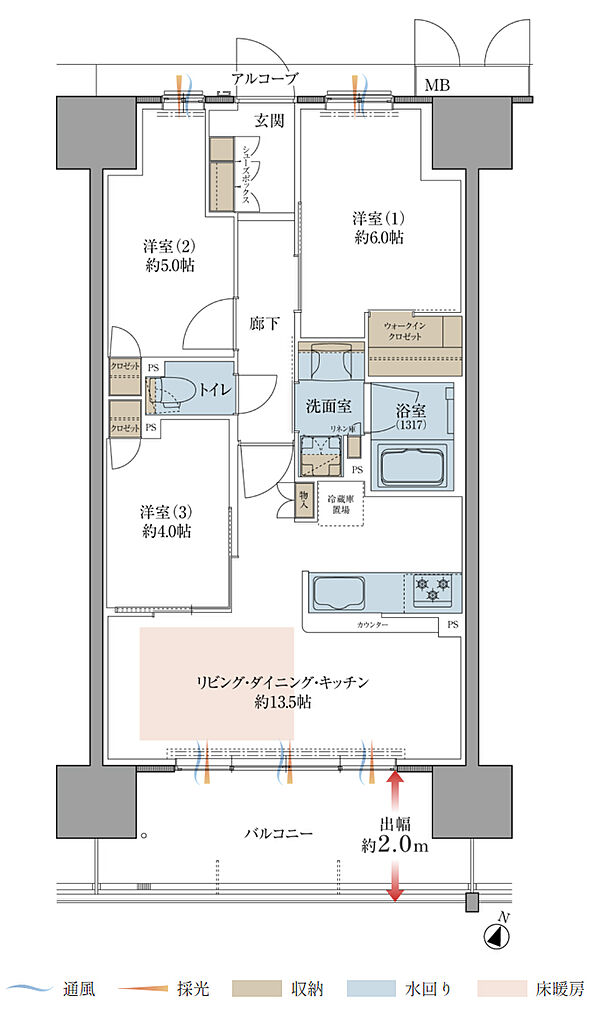 プレティナレジデンス大阪柏原 間取り E