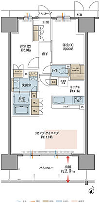 プレティナレジデンス大阪柏原 間取り C【MENU 1】