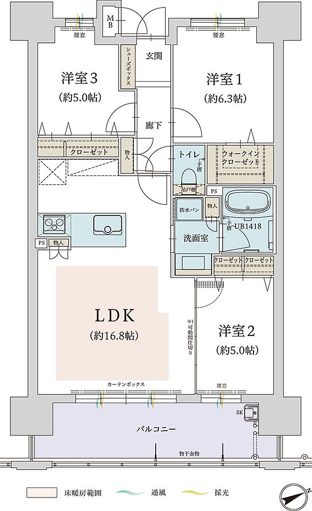 オーヴィジョン香椎浜ザ・シティ 間取り 【C棟】I1・I2