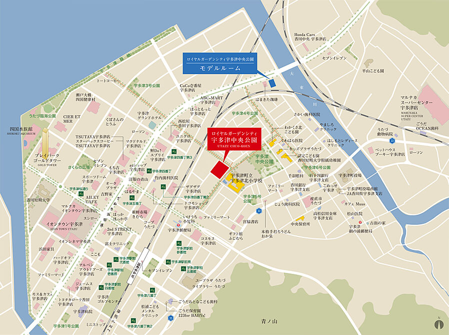 ロイヤルガーデンシティ宇多津中央公園：モデルルーム地図