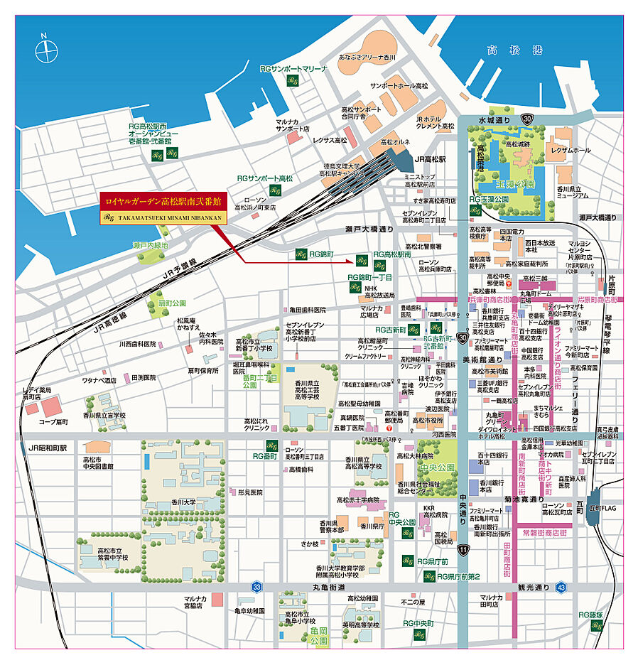 ロイヤルガーデン高松駅南弐番館：案内図