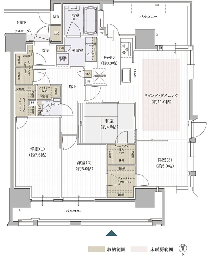 クレアホームズ松山南堀端ザ・プレミアム 間取り A【MENU PLAN1】