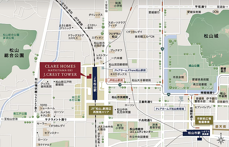 クレアホームズ松山駅 J.CRESTタワー 現地案内図