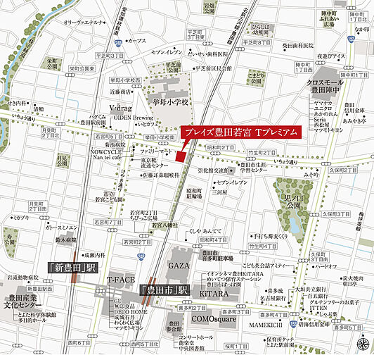 プレイズ豊田若宮 Tプレミアム 現地案内図