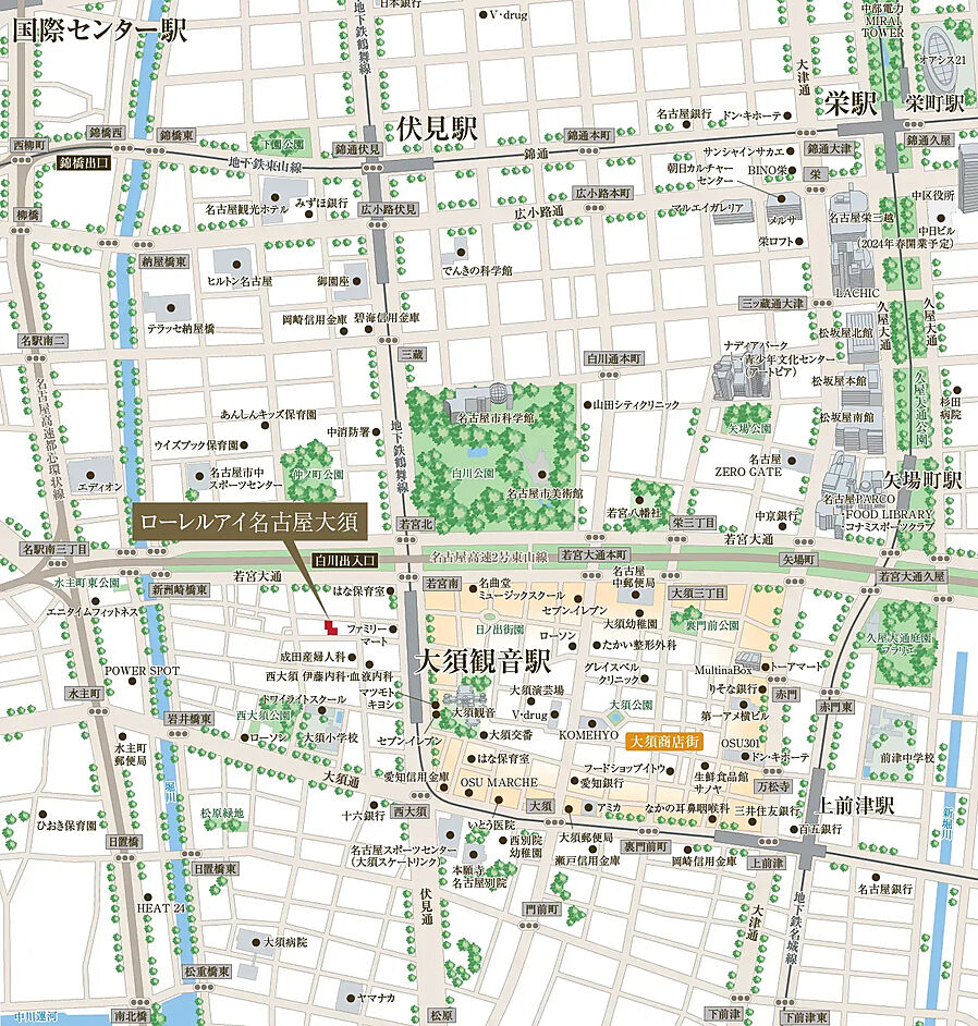 ローレルアイ名古屋大須：案内図
