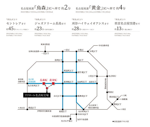 リフローレ名古屋岩塚EAST/WEST アクセス図