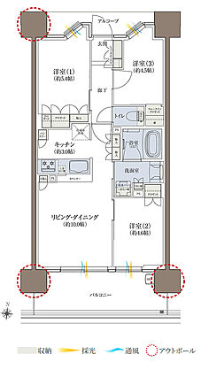 カサーレ城東セントラルプレイス 間取り C