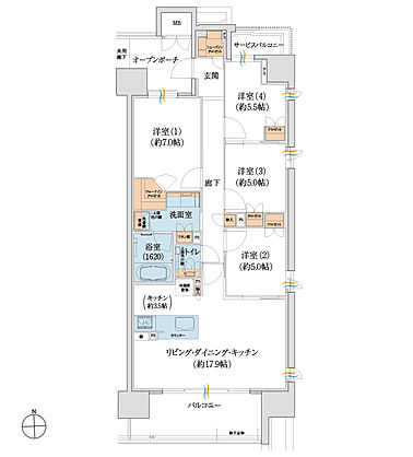 サンメゾン豊川稲荷サウス 間取り E