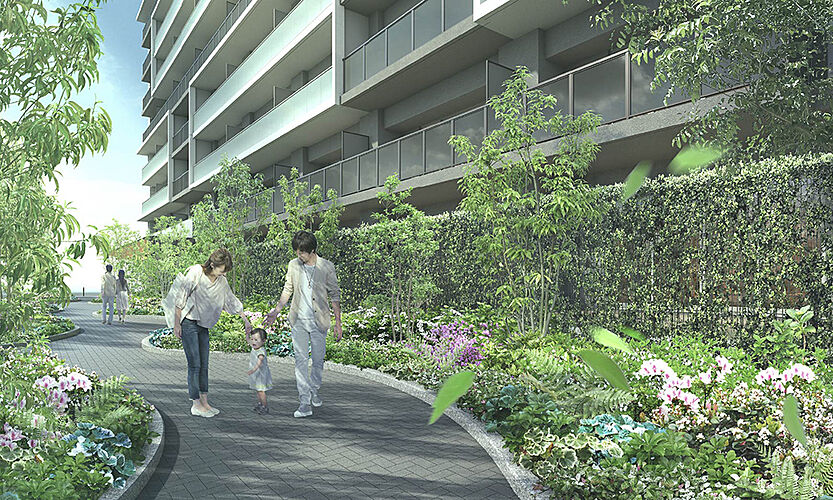 シーンズ関目高殿スクエアガーデン 遊歩道完成予想図