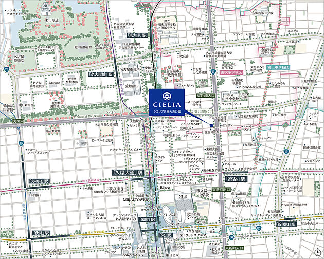 シエリア久屋大通公園 現地案内図