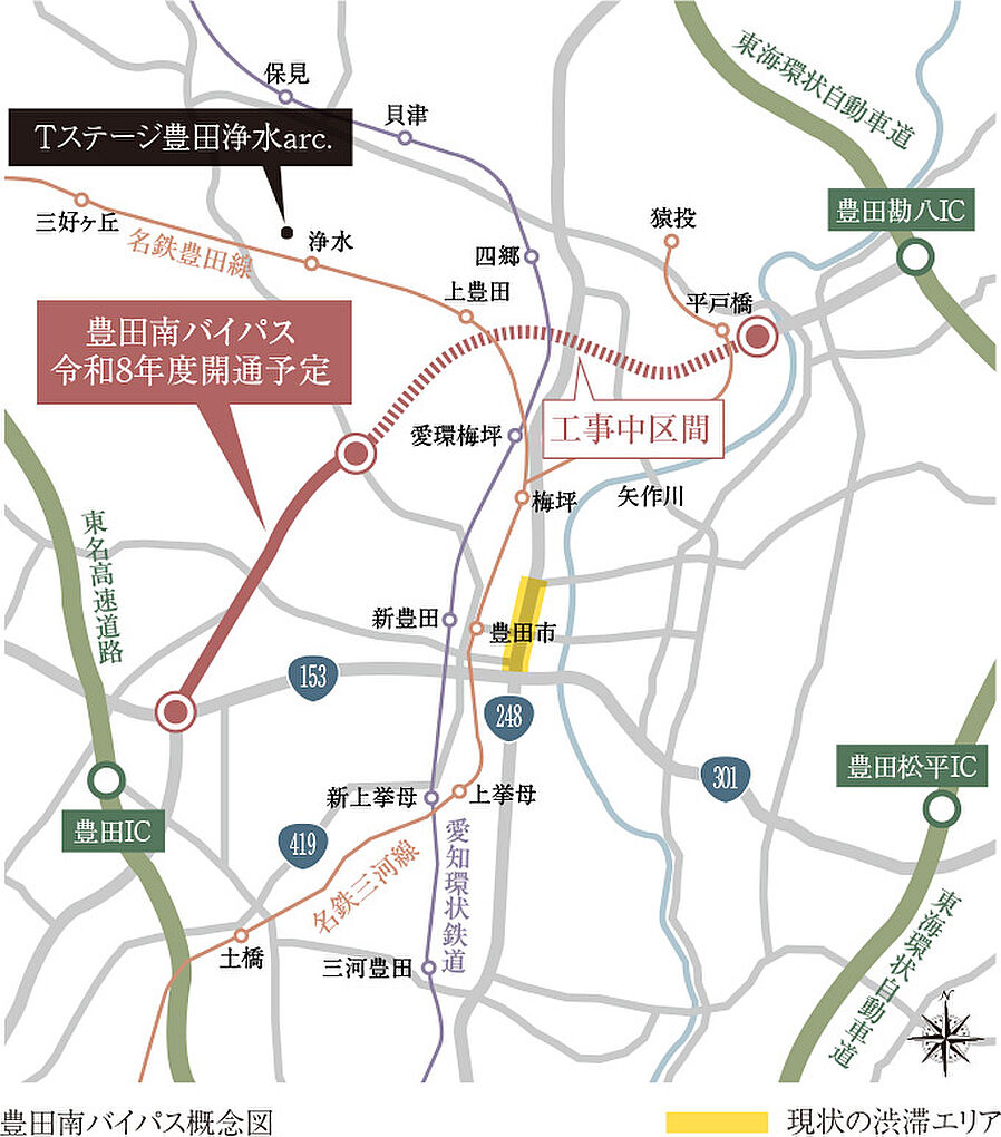 Tステージ豊田浄水arc.：交通図