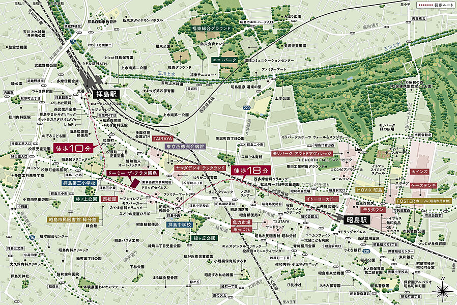 ドーミー ザ・テラス昭島：案内図