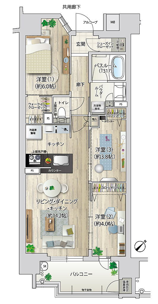 プレサンス ロジェ 観音本町リバービスタ 間取り B
