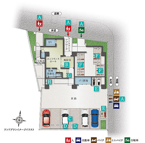 プレサンス ロジェ 住吉 ランドプランイメージイラスト