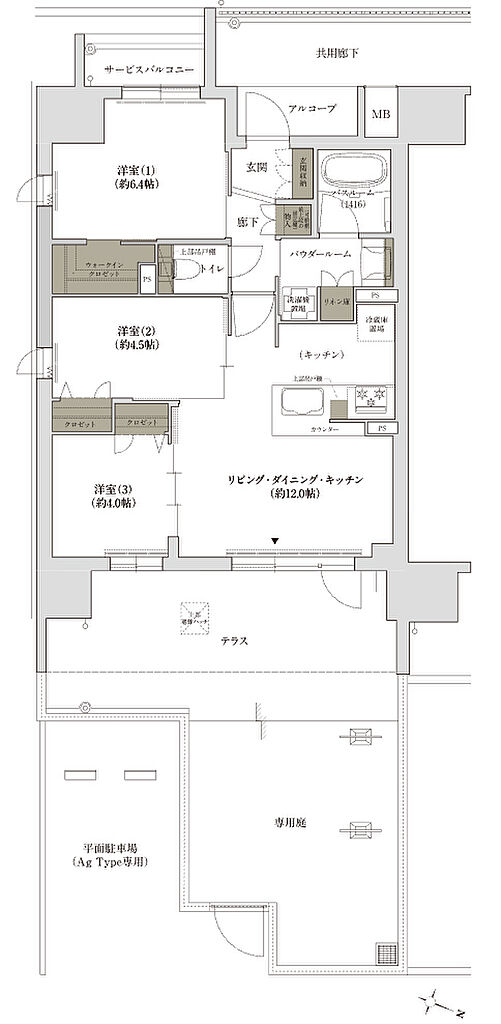 ソルプレサンス 三国レジデンス 間取り Ag