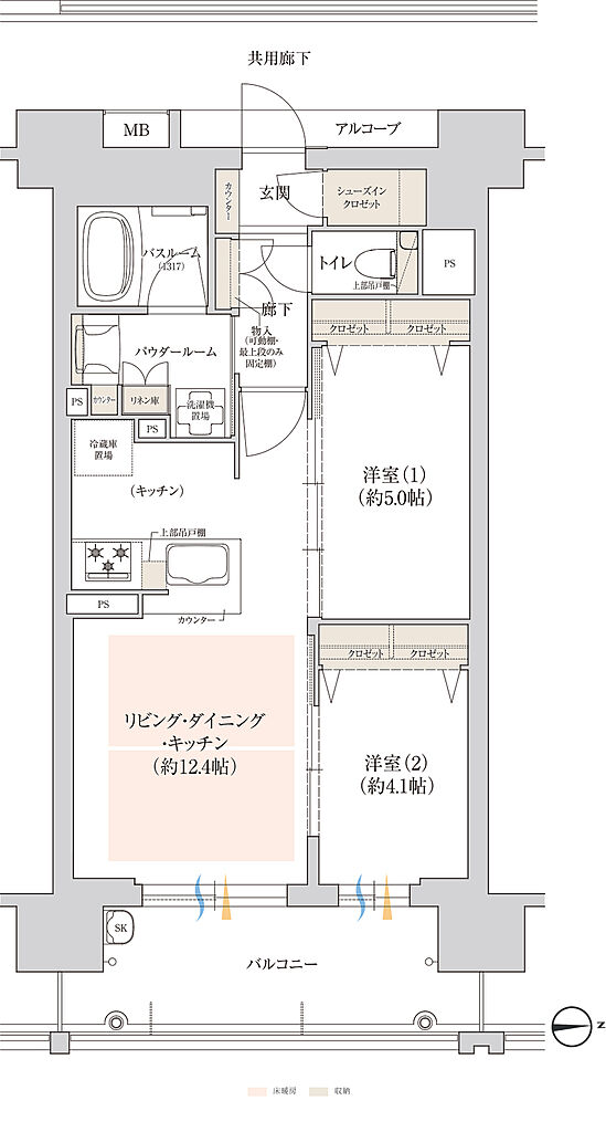 プレサンス ロジェ 鶴見緑地公園 ヴェルディア/プレサンス ロジェ 鶴見緑地公園 フロント 間取り 【ヴェルディア】C