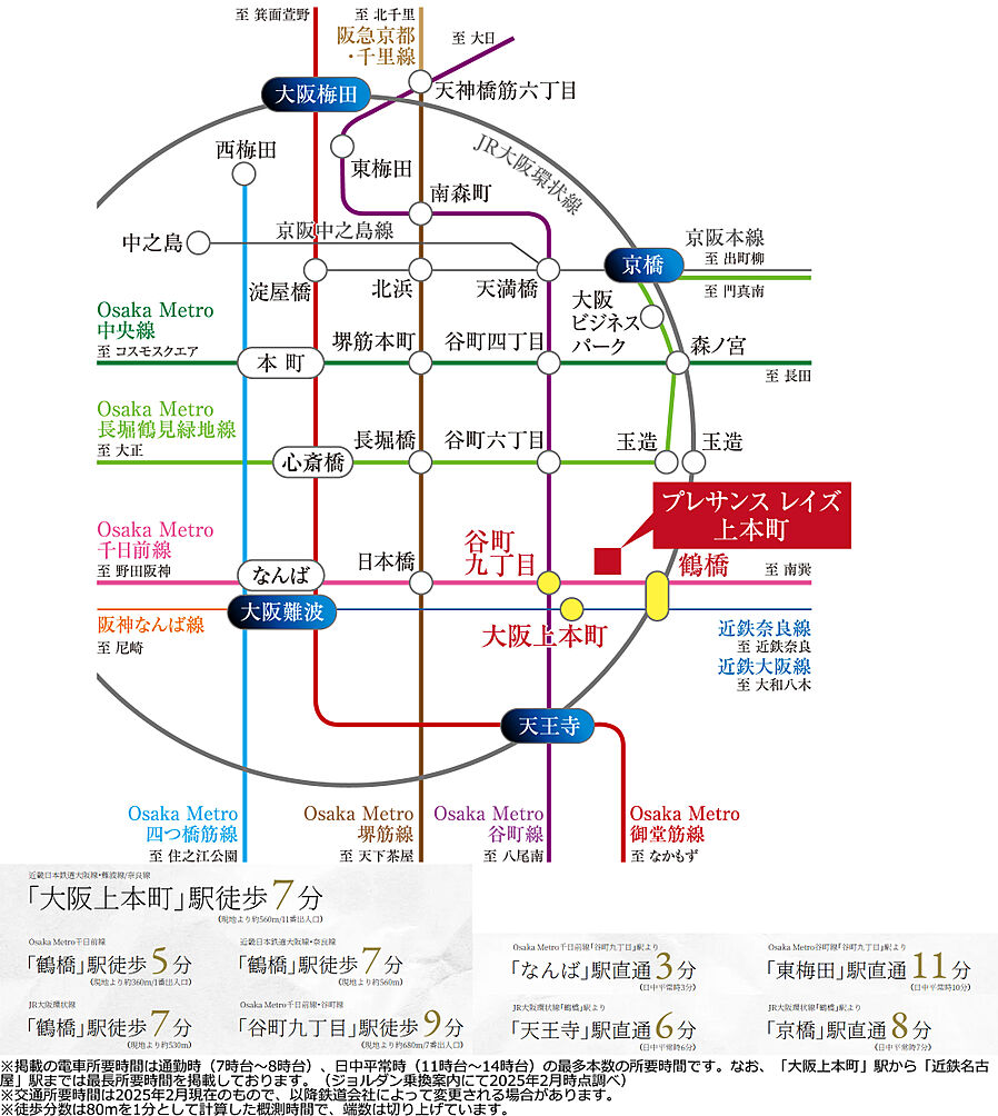 プレサンス レイズ 上本町：交通図
