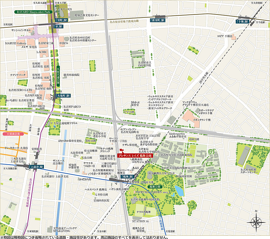 プレサンス レイズ 鶴舞公園：案内図