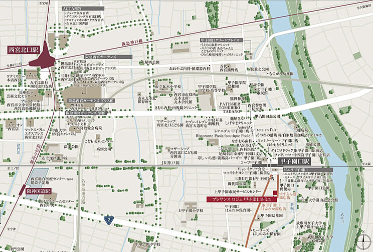 プレサンス ロジェ 甲子園口ルミエ 現地案内図