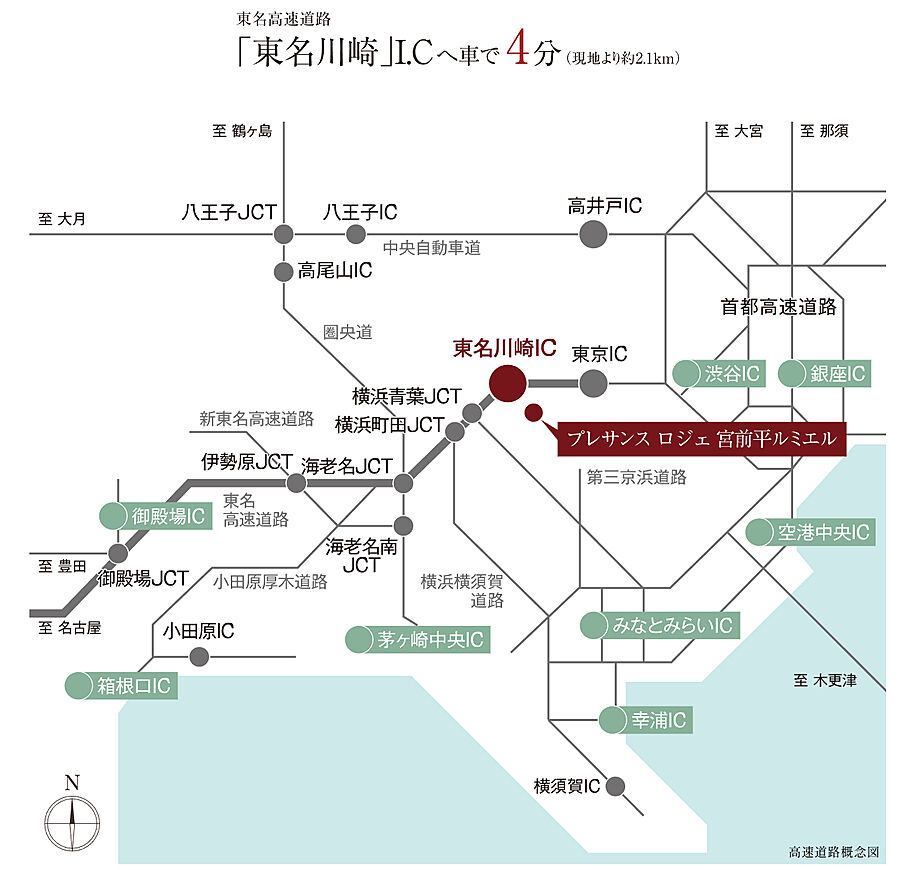 プレサンス ロジェ 宮前平ルミエル：交通図