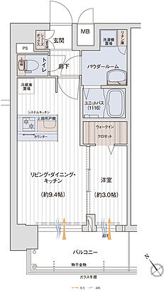 プレサンス ロジェ 京橋 GREEN YARD 間取り 【A棟】E'