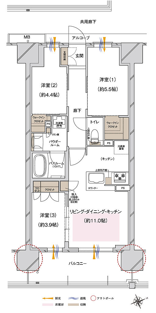 プレサンス ロジェ 城北公園 間取り L1