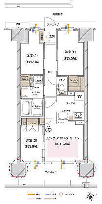 プレサンス ロジェ 城北公園 間取り L1