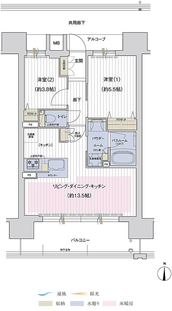 プレサンス ロジェ 喜連瓜破グランドウエスト ／  プレサンス ロジェ 喜連ミッドテラス 間取り 【喜連瓜破 グランドウエスト】E