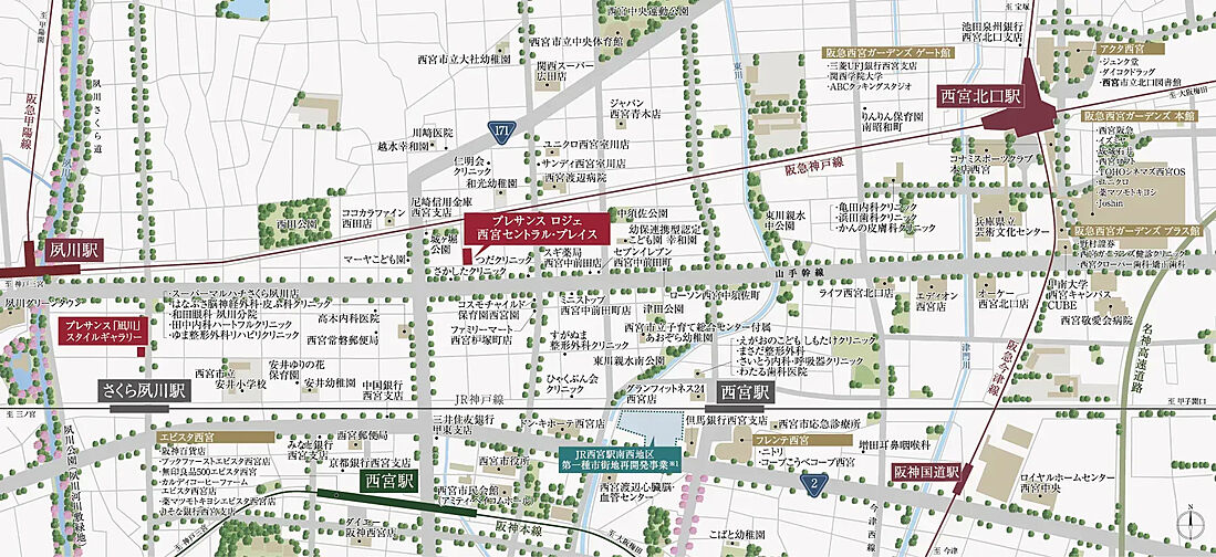 プレサンス ロジェ 西宮セントラル・プレイス 現地案内図