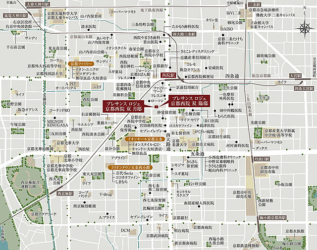 プレサンス 京都西院ツインレジデンスプロジェクト 現地案内図