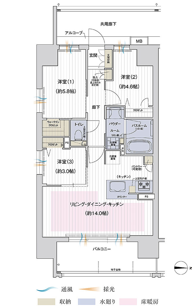 プレサンス ロジェ 喜連ミッドテラス 間取り A