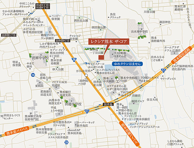 レクシア熊本 ザ・コア 現地案内図