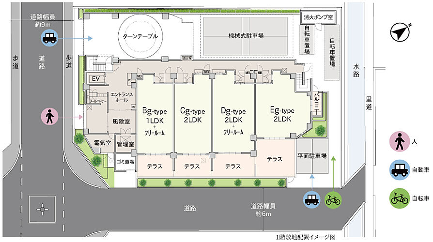ハイク守山駅東 1階敷地配置イメージ図