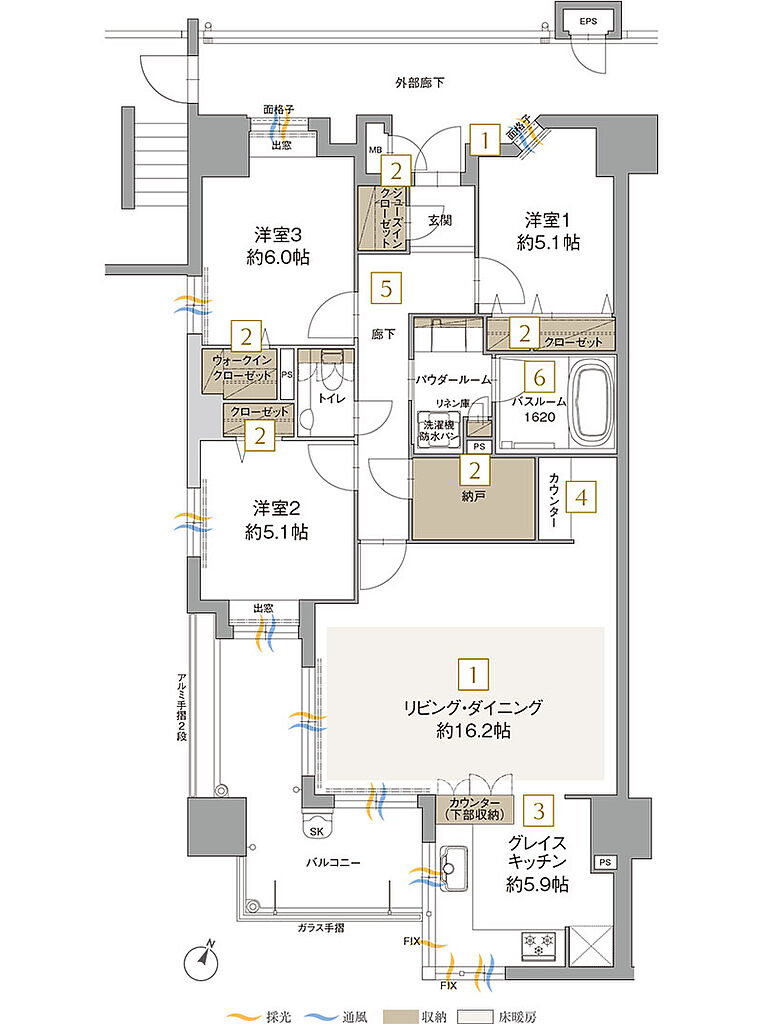 アクタス博多グランミライ プレミアム 間取り I【メニュープラン2】