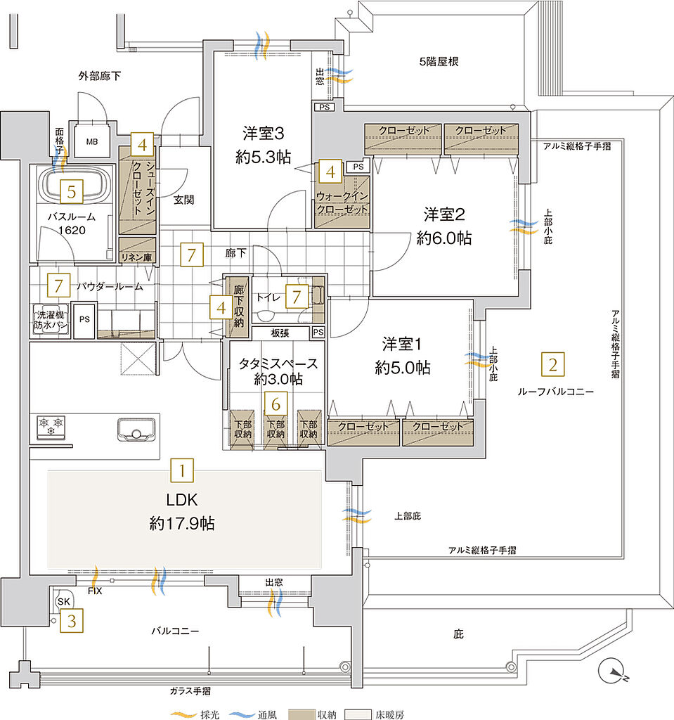 アクタス博多グランミライ プレミアム 間取り Kr