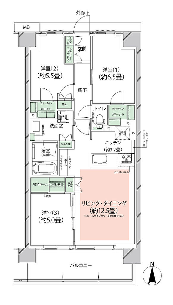 オーベルグランディオ川崎久地ヒルズ 間取り A-k
