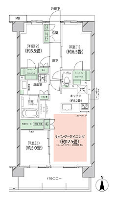オーベルグランディオ川崎久地ヒルズ 間取り A-k