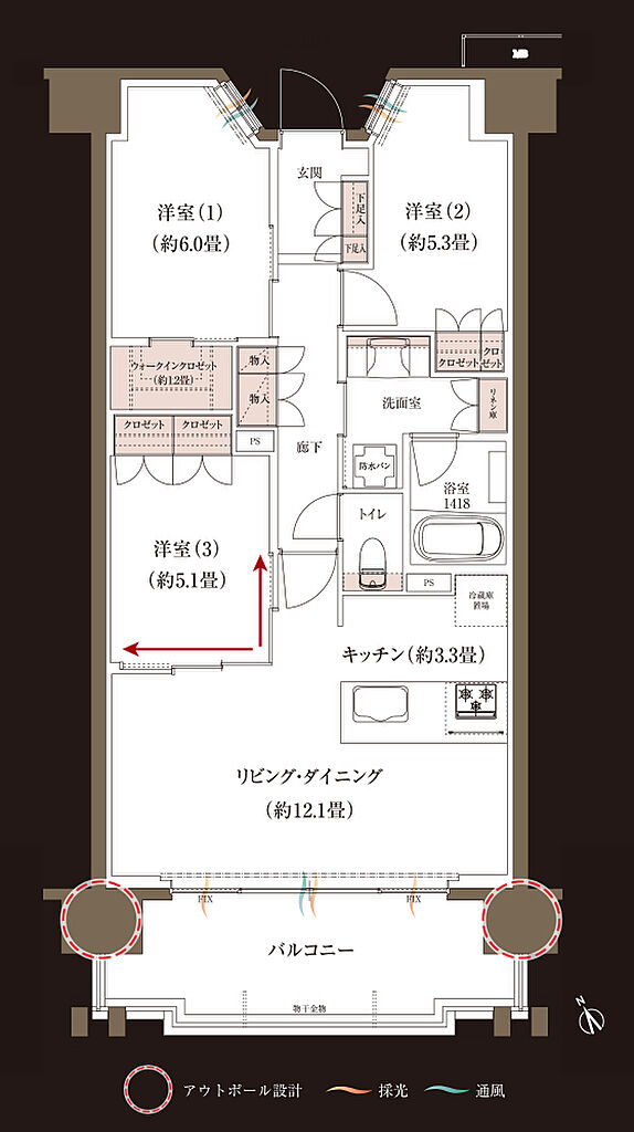 ブランシエラ大浦サンリヤン 間取り D